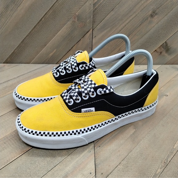 Vans Era Checkerboard Skateboard Sneakers Womens Size 8 Yellow Black Casual Taxi - Picture 1 of 9
